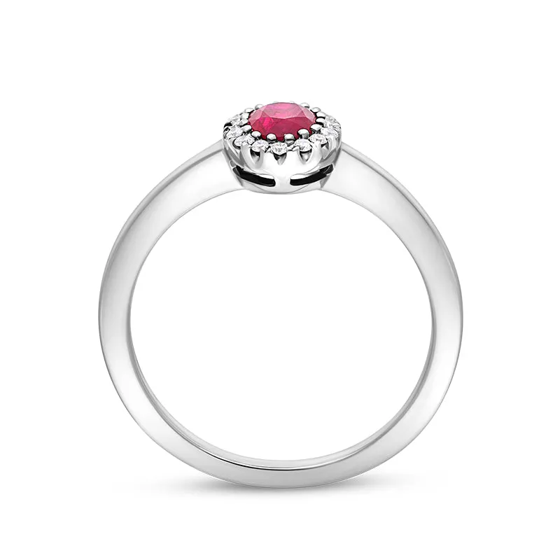 18ct White Gold Ruby Diamond Oval Cut Cluster Ring sold by Jura Watches product image thumbnail 3