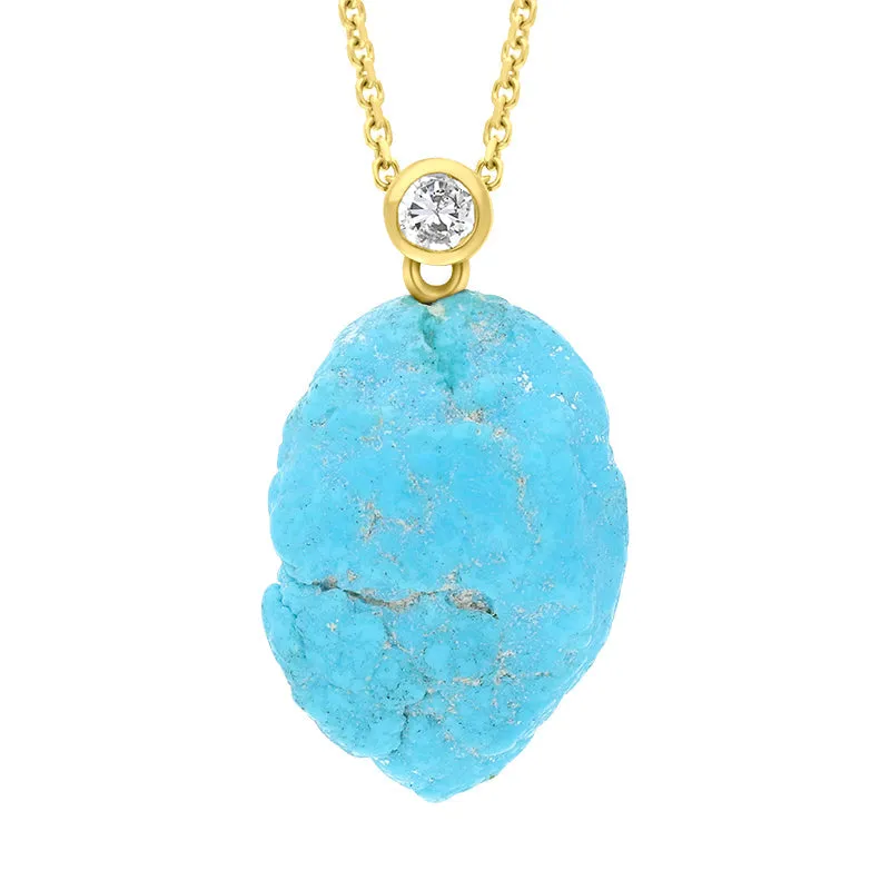 18ct Yellow Gold Diamond and Turquoise Unique Necklace sold by Jura Watches