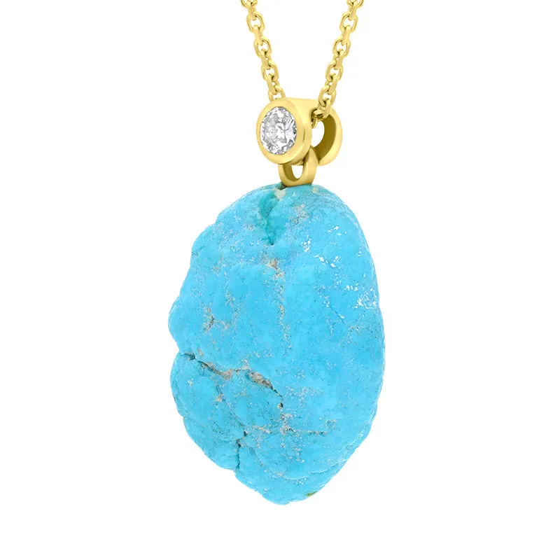 18ct Yellow Gold Diamond and Turquoise Unique Necklace sold by Jura Watches product image thumbnail 2