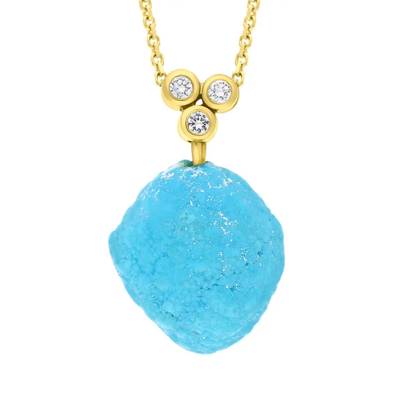 18ct Yellow Gold Diamond and Turquoise Necklace sold by Jura Watches