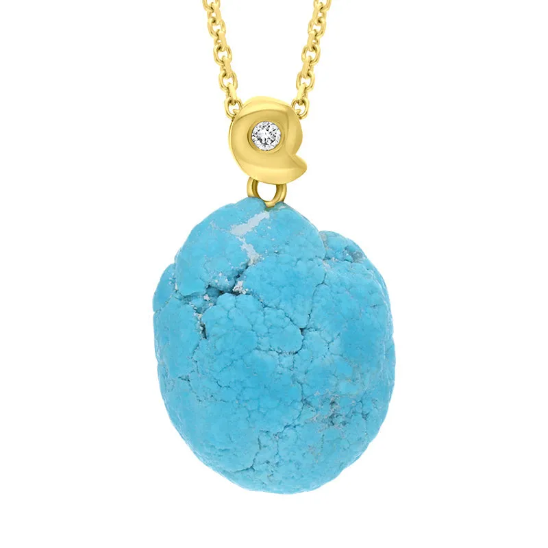 18ct Yellow Gold Diamond and Turquoise Unique Necklace sold by Jura Watches