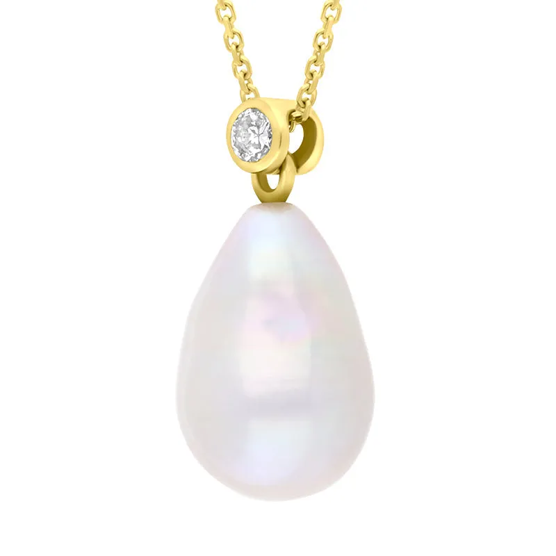 18ct Yellow Gold Diamond and Pearl Unique Pendant sold by Jura Watches product image thumbnail 2