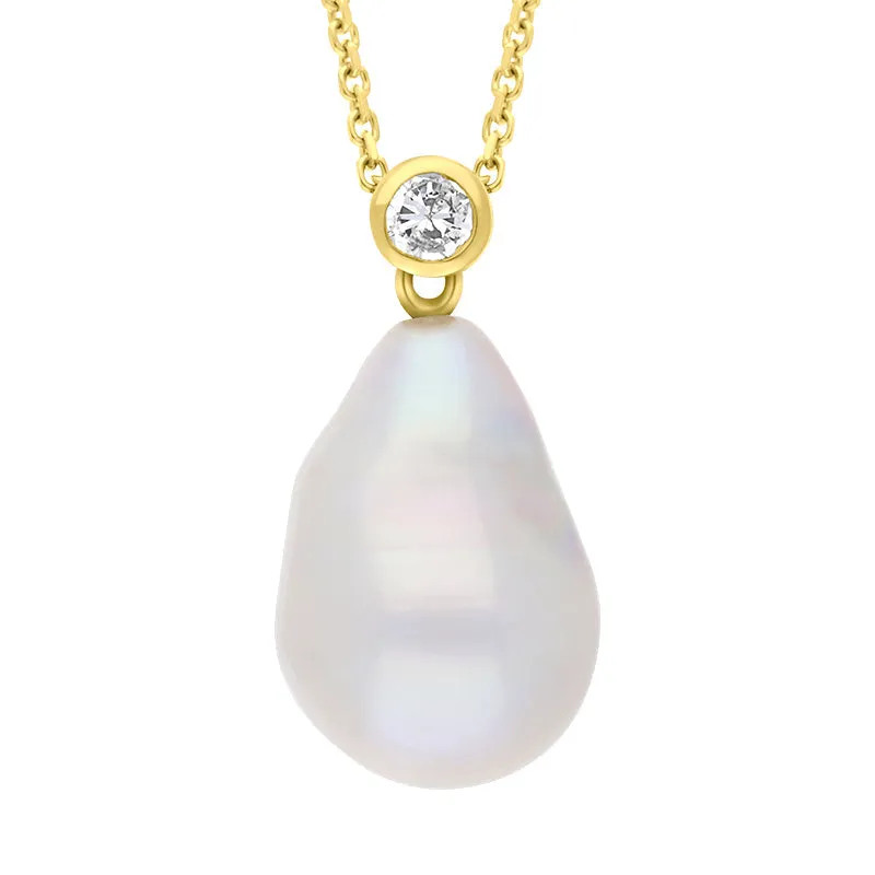 18ct Yellow Gold Diamond and Pearl Unique Pendant sold by Jura Watches