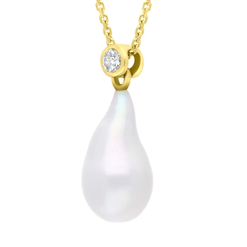 18ct Yellow Gold Diamond and Pearl Unique Pendant sold by Jura Watches product image thumbnail 2