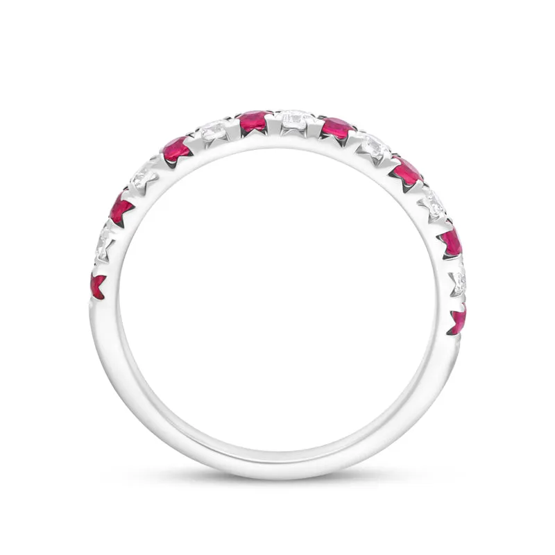 18ct White Gold Ruby Diamond Half Eternity Ring sold by Jura Watches product image thumbnail 3