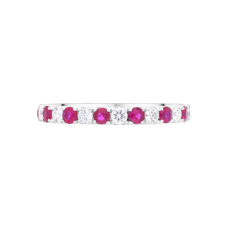 18ct White Gold Ruby Diamond Half Eternity Ring sold by Jura Watches product image thumbnail 2
