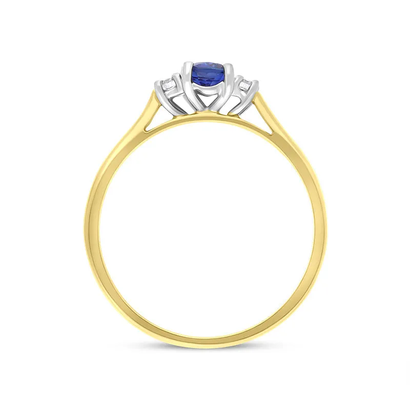 18ct Yellow Gold Sapphire Diamond Oval Cut Three Stone Ring sold by Jura Watches product image thumbnail 2