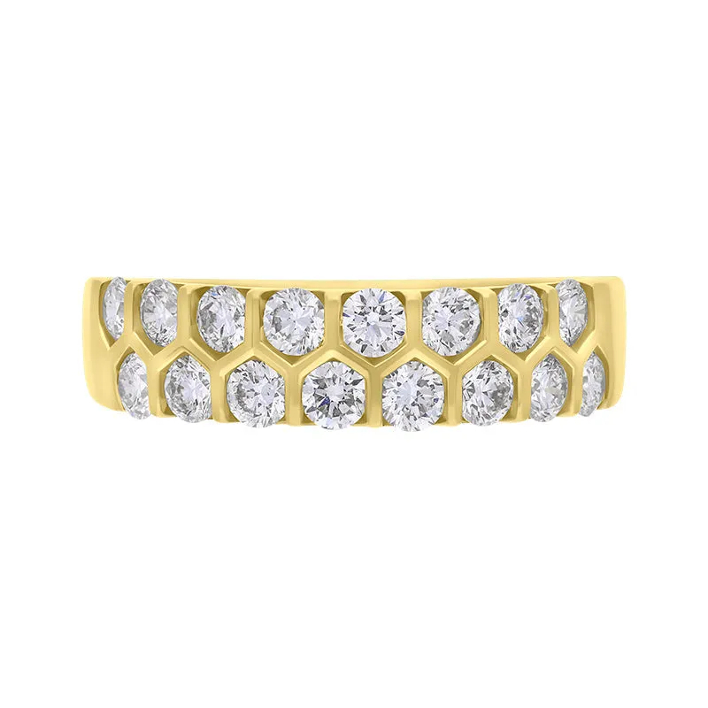 18ct Yellow Gold 1.00ct Diamond Two Row Half Eternity Ring sold by Jura Watches product image thumbnail 2