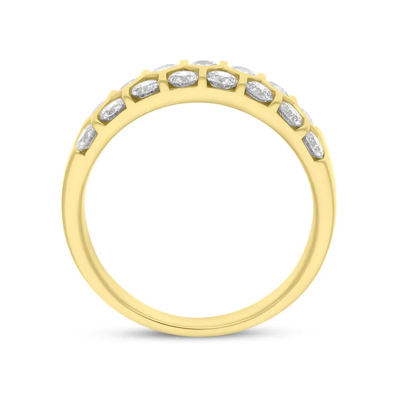 18ct Yellow Gold 1.00ct Diamond Two Row Half Eternity Ring sold by Jura Watches product image thumbnail 3
