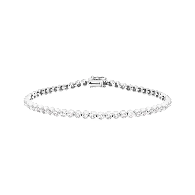 18ct White Gold 1.07ct Diamond Rubover Set Line Bracelet sold by Jura Watches