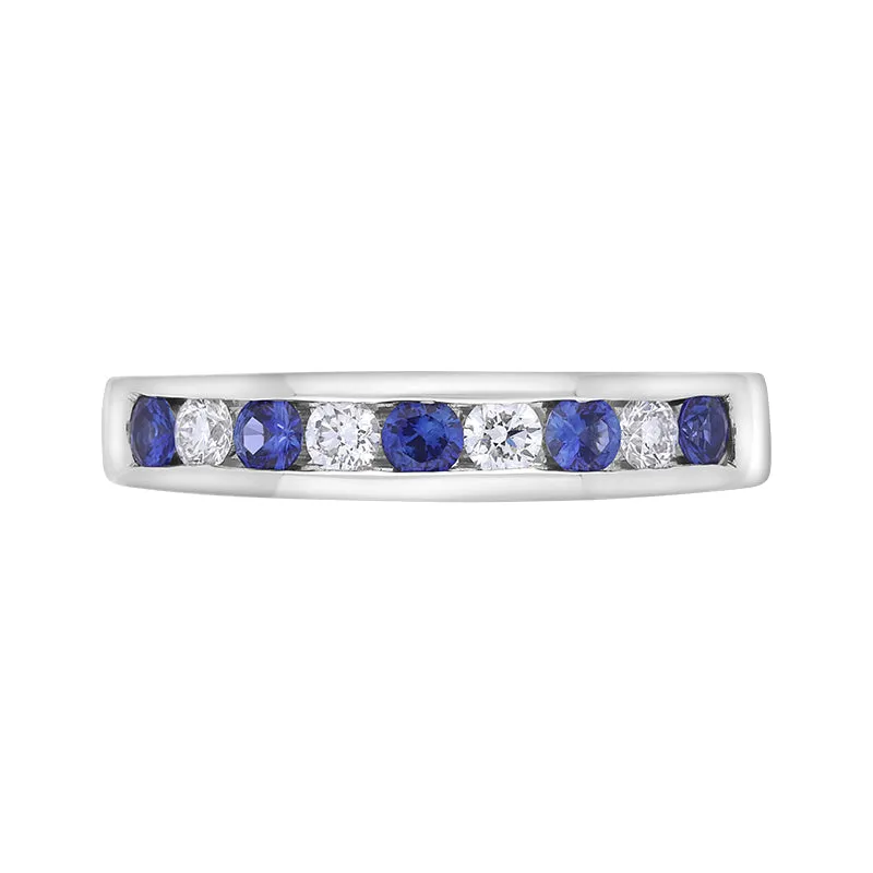 18ct White Gold Sapphire Diamond Channel Set Eternity Ring sold by Jura Watches product image thumbnail 2