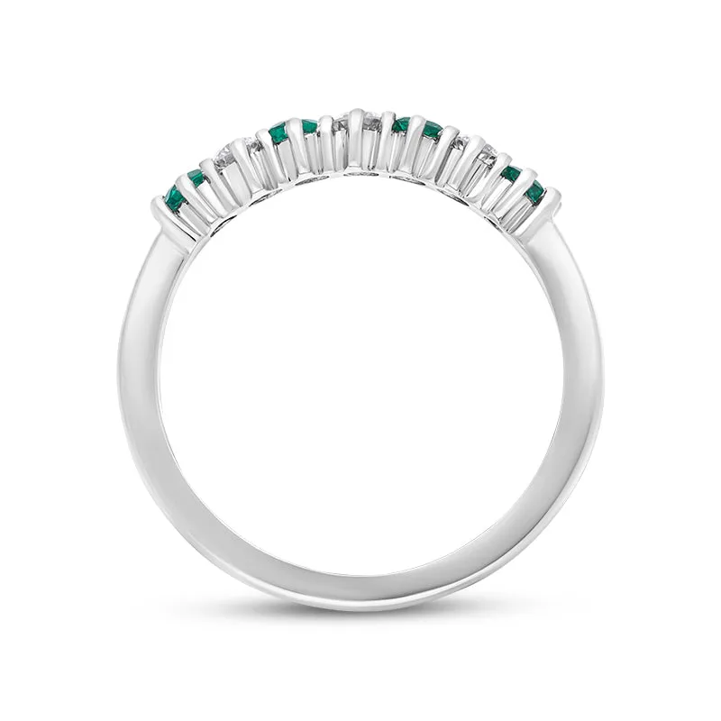 18ct White Gold Emerald Diamond Half Eternity Ring sold by Jura Watches product image thumbnail 3