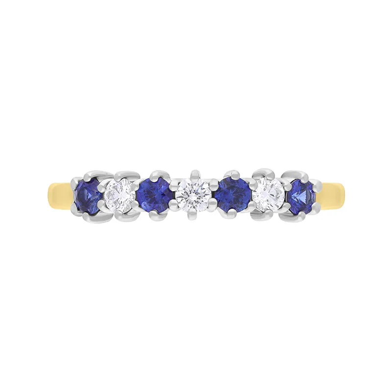 18ct Yellow Gold Sapphire Diamond Seven Stone Half Eternity Ring sold by Jura Watches product image thumbnail 3