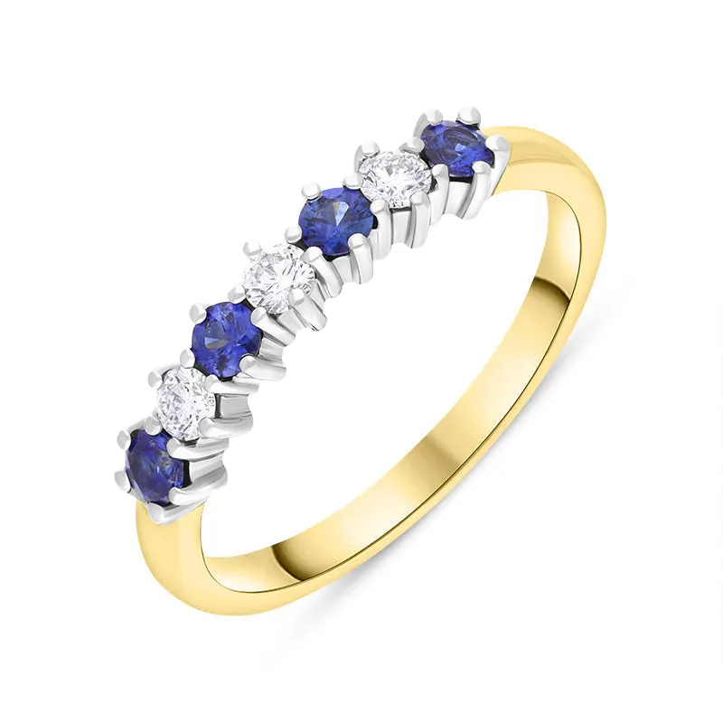 18ct Yellow Gold Sapphire Diamond Seven Stone Half Eternity Ring sold by Jura Watches
