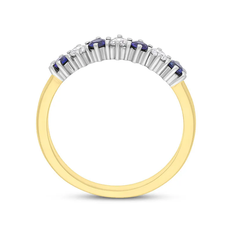 18ct Yellow Gold Sapphire Diamond Seven Stone Half Eternity Ring sold by Jura Watches product image thumbnail 2