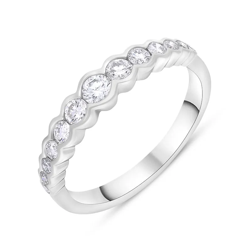 Platinum 0.50ct Diamond Rubover Set Graduating Half Eternity Ring sold by Jura Watches