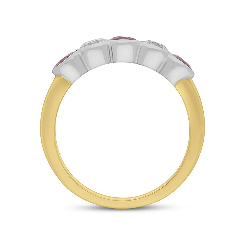 18ct Yellow and White Gold Ruby Diamond Rubover Set Eternity Ring sold by Jura Watches product image thumbnail 2