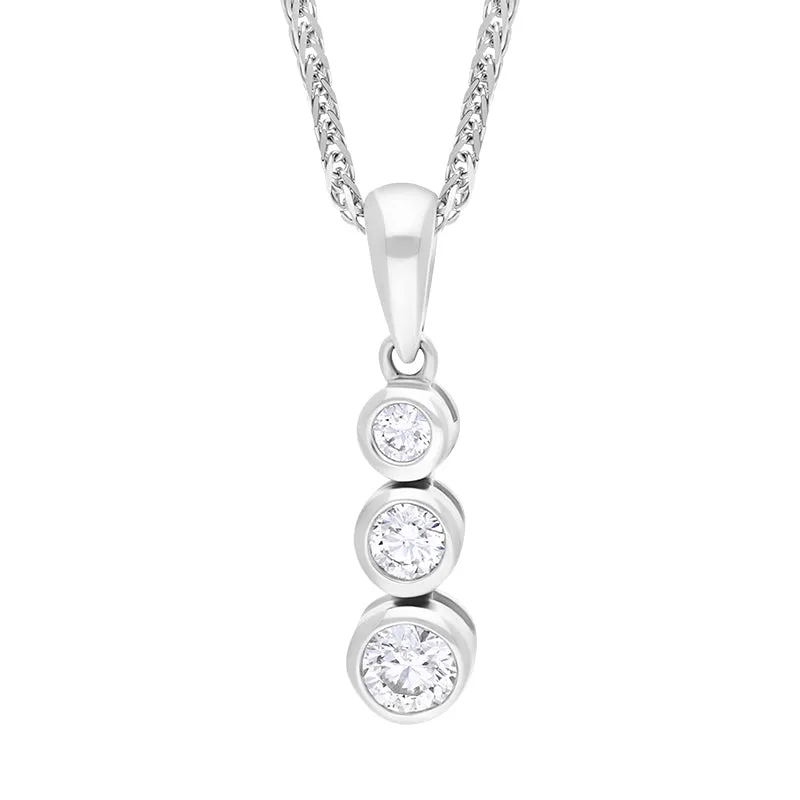 18ct White Gold 0.21ct Diamond Graduating Trilogy Pendant sold by Jura Watches