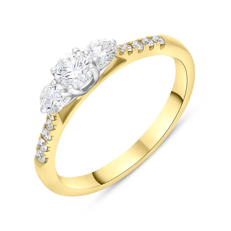 18ct Yellow Gold Diamond Three Stone Shoulder Set Ring sold by Jura Watches