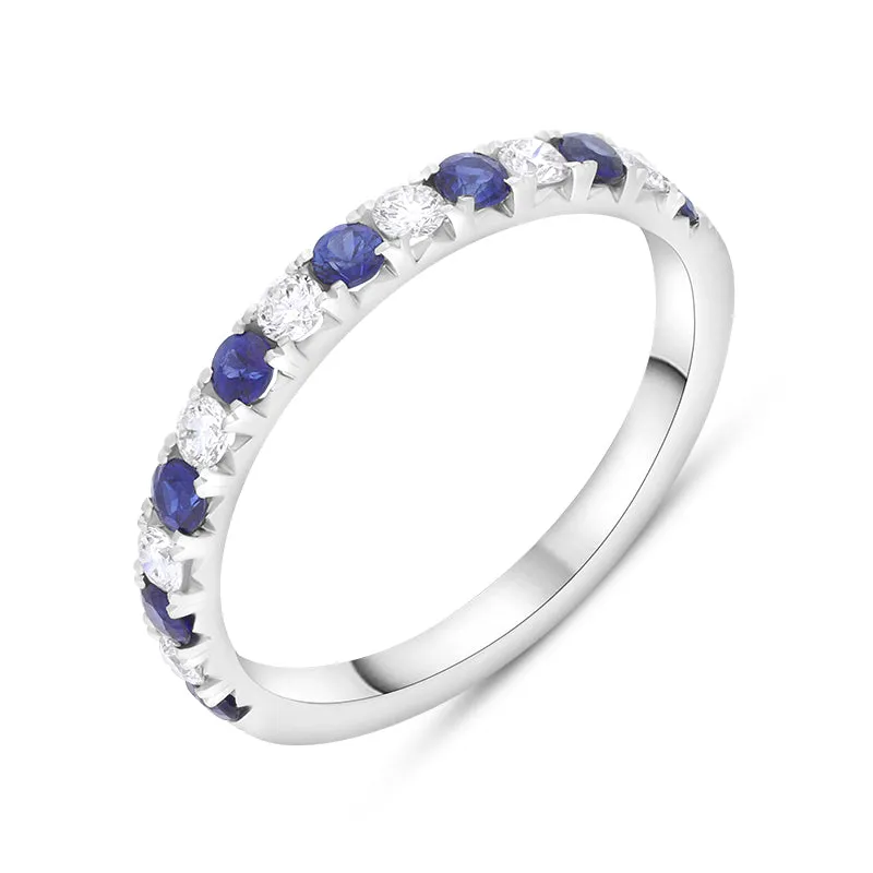18ct White Gold Sapphire Diamond Half Eternity Ring sold by Jura Watches