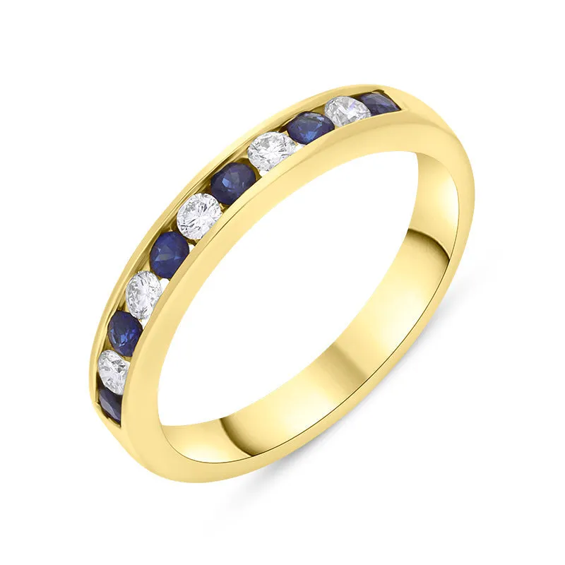 18ct Yellow Gold Sapphire Diamond Channel Set Half Eternity Ring sold by Jura Watches