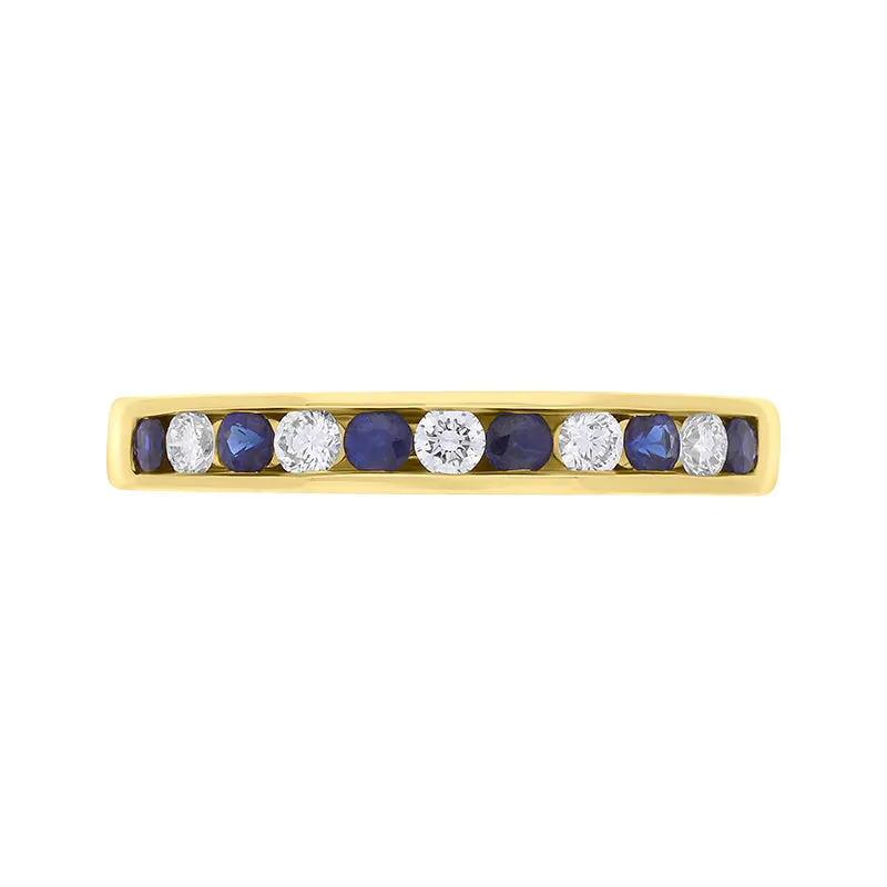18ct Yellow Gold Sapphire Diamond Channel Set Half Eternity Ring sold by Jura Watches product image thumbnail 2