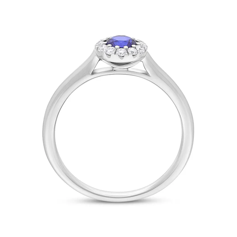 18ct White Gold Sapphire Diamond Round Cut Cluster Ring sold by Jura Watches product image thumbnail 2