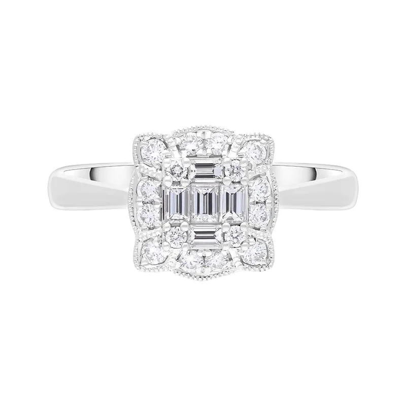 18ct White Gold 0.46ct Diamond Mixed Cut Vintage Style Cluster Ring sold by Jura Watches product image thumbnail 2
