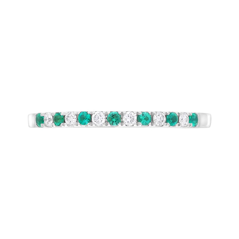 18ct White Gold Emerald Diamond Castle Set Half Eternity Ring sold by Jura Watches product image thumbnail 2