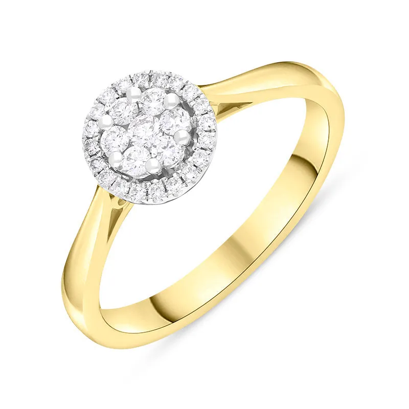 18ct Yellow Gold 0.24ct Diamond Round Cluster Ring sold by Jura Watches