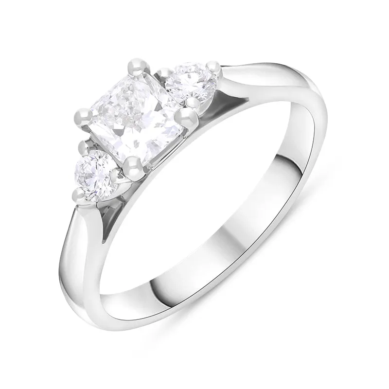 Platinum 0.77ct Diamond GIA Certified Cushion Cut Three Stone Ring sold by Jura Watches