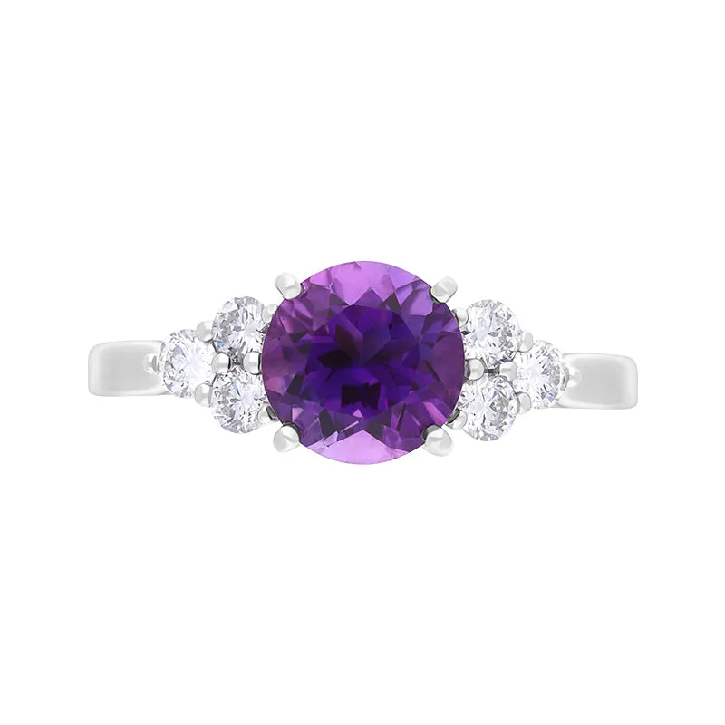 18ct White Gold Amethyst Diamond Round Cut Cluster Ring sold by Jura Watches product image thumbnail 2