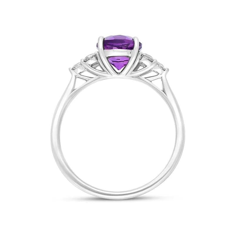 18ct White Gold Amethyst Diamond Round Cut Cluster Ring sold by Jura Watches product image thumbnail 3