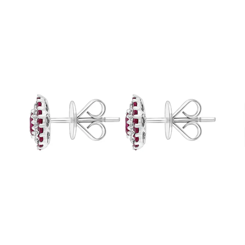 18ct White Gold Ruby Diamond Surround Teardrop Stud Earrings sold by Jura Watches product image thumbnail 2