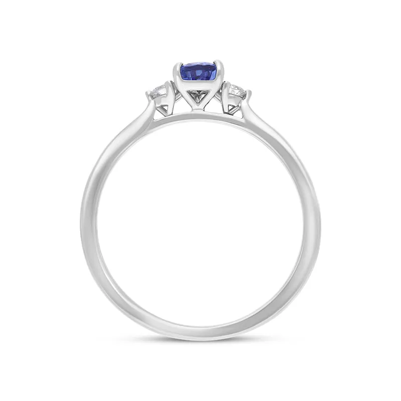 18ct White Gold Sapphire Diamond Pear Cut Three Stone Ring sold by Jura Watches product image thumbnail 2