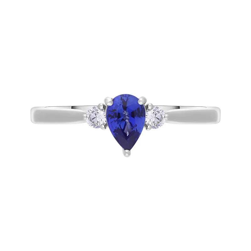 18ct White Gold Sapphire Diamond Pear Cut Three Stone Ring sold by Jura Watches product image thumbnail 3