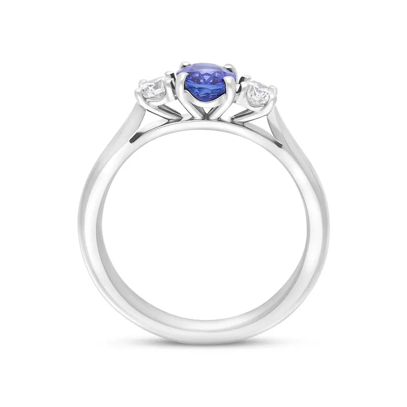Platinum Sapphire Diamond Oval Cut Three Stone Ring sold by Jura Watches product image thumbnail 2