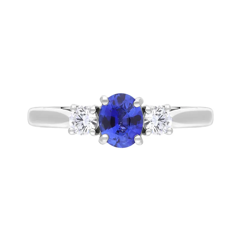 Platinum Sapphire Diamond Oval Cut Three Stone Ring sold by Jura Watches product image thumbnail 3