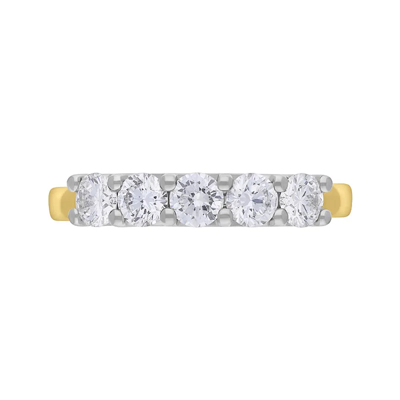 18ct Yellow Gold Platinum 1.00ct Diamond Five Stone Half Eternity Ring sold by Jura Watches product image thumbnail 2