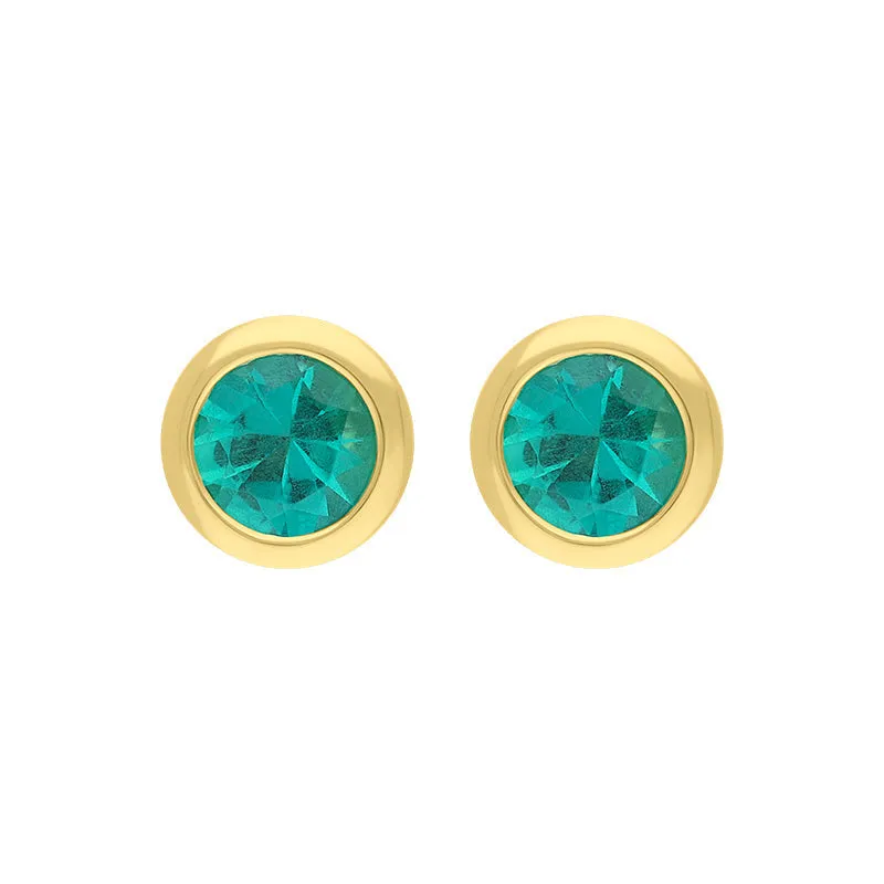 18ct Yellow Gold Emerald Round Solitaire Stud Earrings sold by Jura Watches