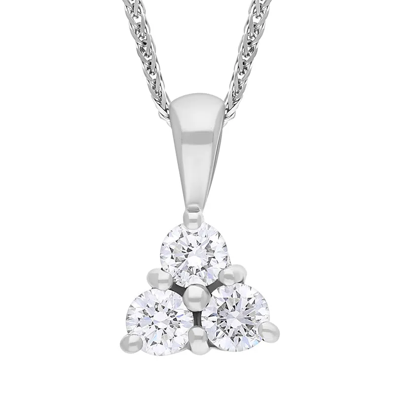 18ct White Gold Diamond Three Stone Pendant Necklace sold by Jura Watches