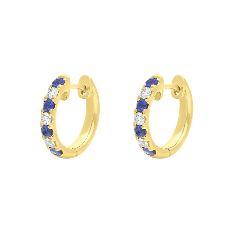 18ct Yellow Gold Sapphire Diamond Seven Stone Hoop Earrings sold by Jura Watches product image thumbnail 2
