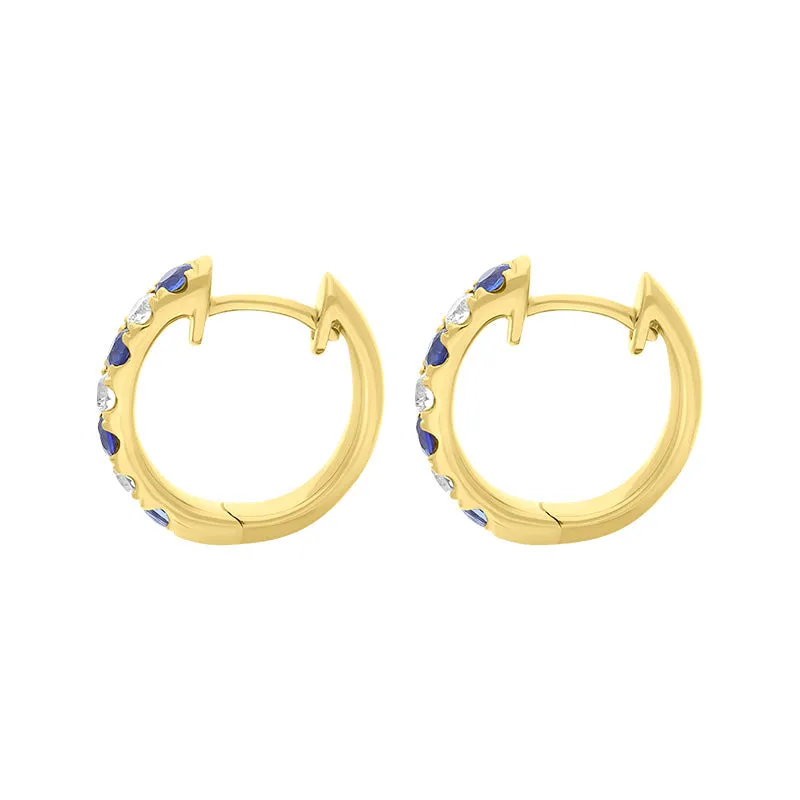 18ct Yellow Gold Sapphire Diamond Seven Stone Hoop Earrings sold by Jura Watches product image thumbnail 3