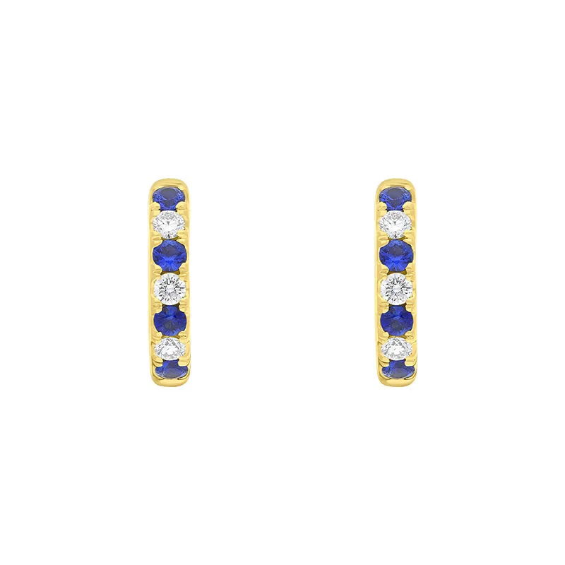 18ct Yellow Gold Sapphire Diamond Seven Stone Hoop Earrings sold by Jura Watches