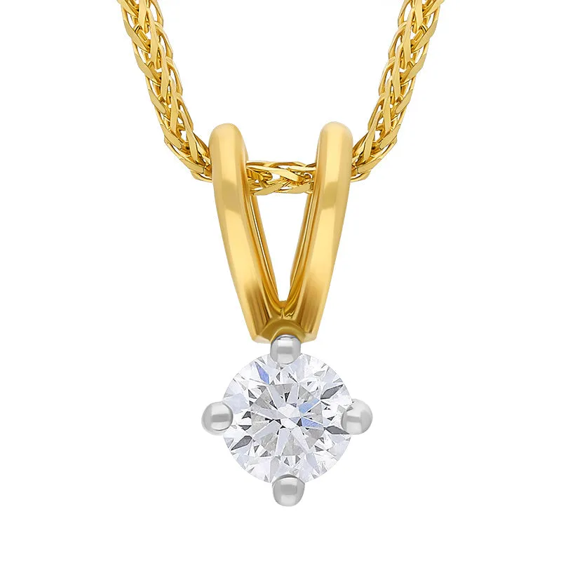 18ct Yellow Gold 0.20ct Diamond Brilliant Cut Solitaire Pendant Necklace sold by Jura Watches