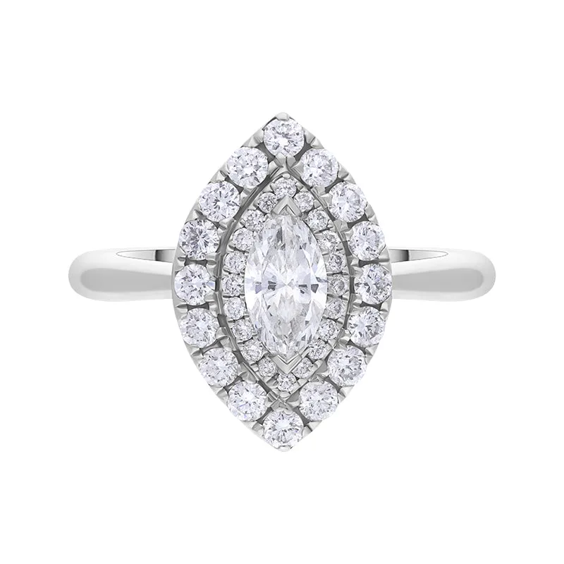 Platinum 0.72ct Diamond Marquise Pave Ring sold by Jura Watches product image thumbnail 2