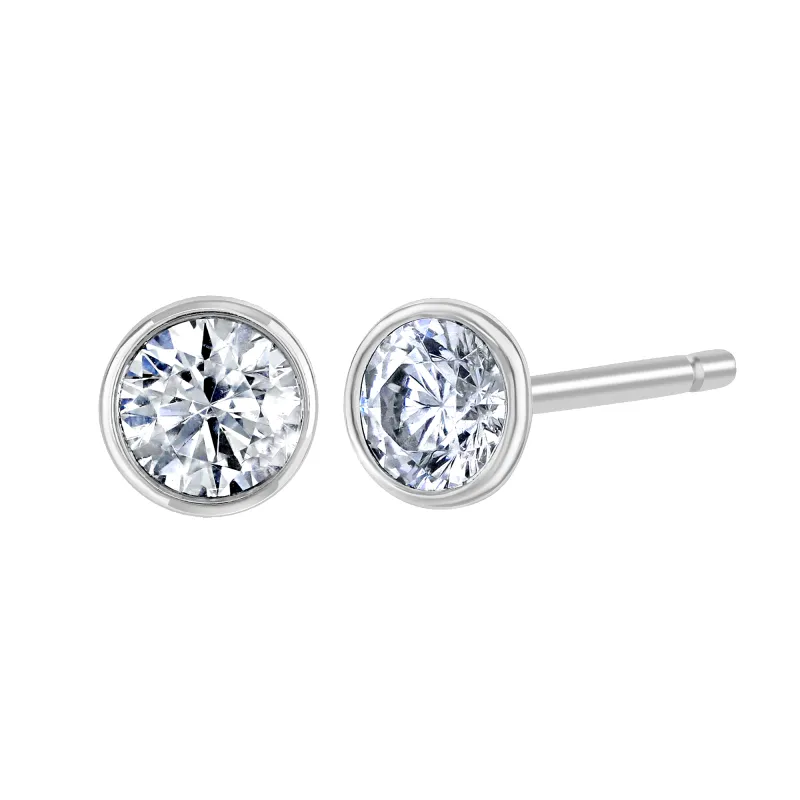 9ct White Gold 0.50ct Diamond Solitaire Stud Earrings sold by Jura Watches