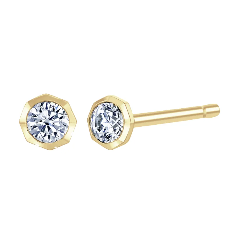 9ct Yellow Gold 0.15ct Diamond Solitaire Octagonal Stud Earrings sold by Jura Watches