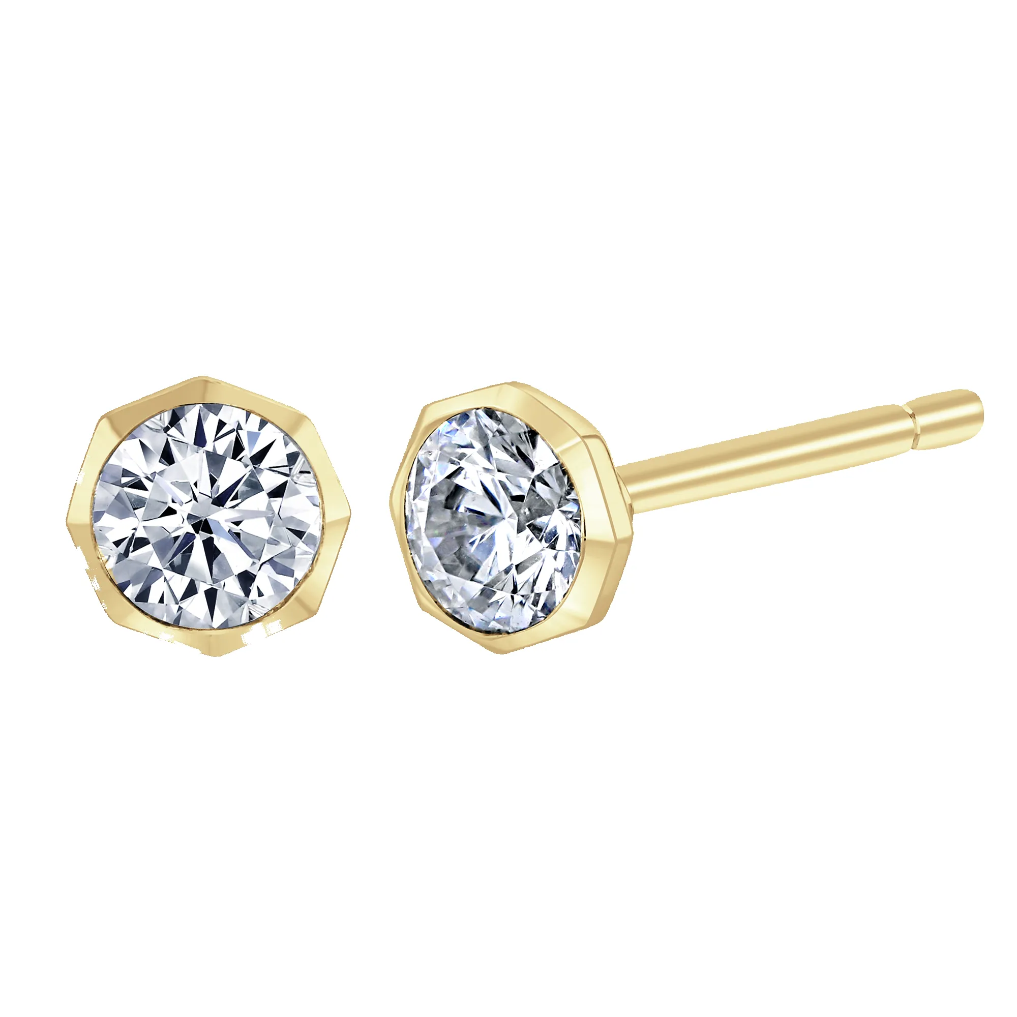 9ct Yellow Gold 0.40ct Diamond Solitaire Octagonal Stud Earrings sold by Jura Watches