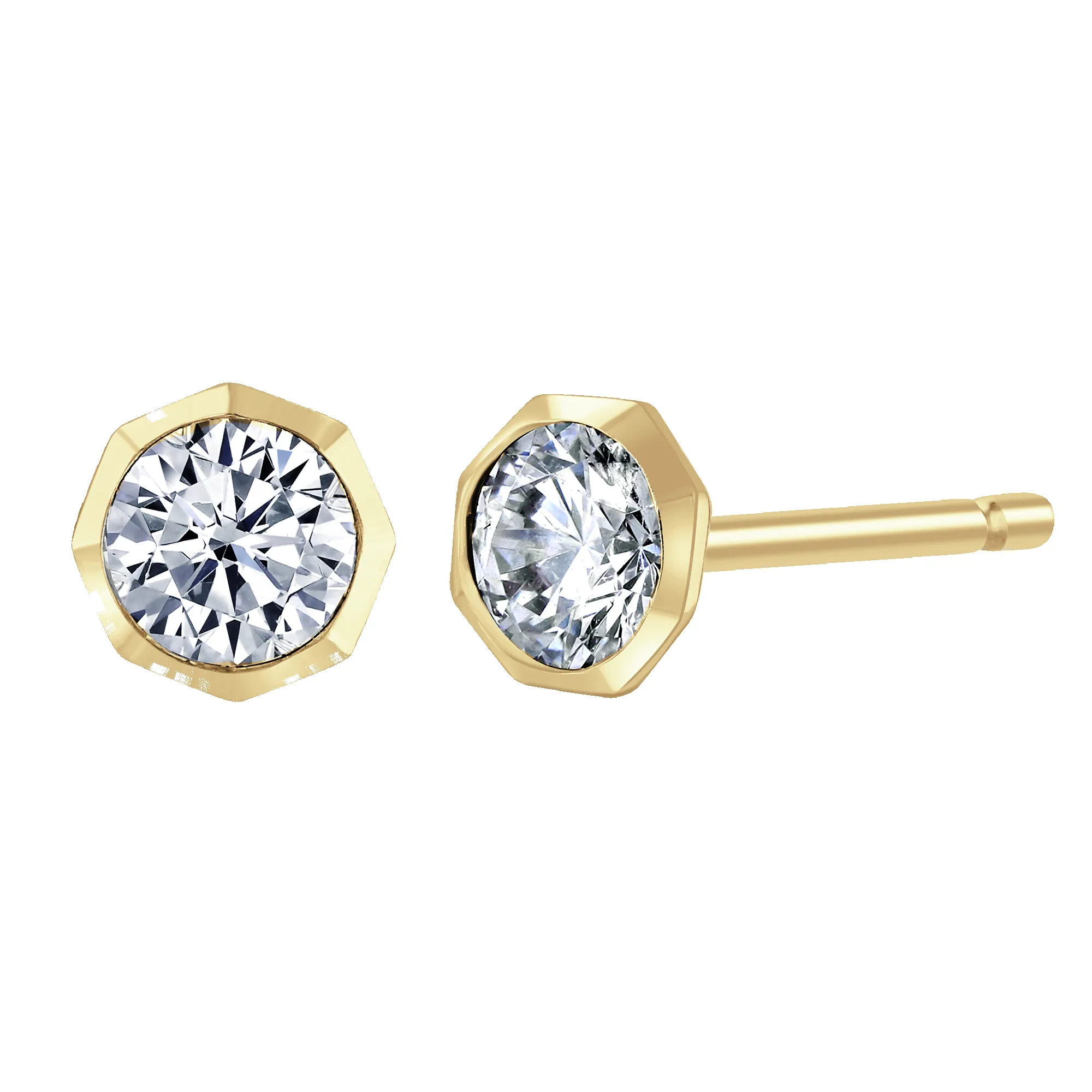 18ct Yellow Gold 0.50ct Diamond Solitaire Octagonal Stud Earrings sold by Jura Watches